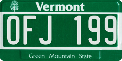 VT license plate OFJ199