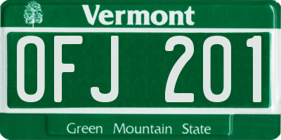 VT license plate OFJ201