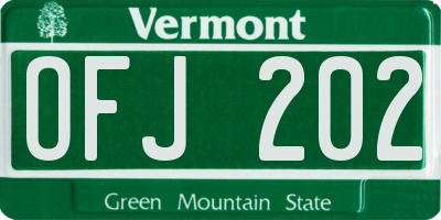 VT license plate OFJ202