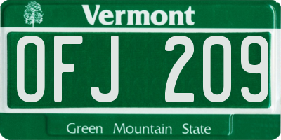VT license plate OFJ209