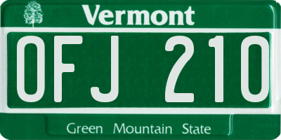 VT license plate OFJ210