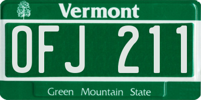 VT license plate OFJ211