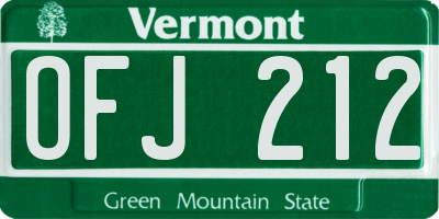 VT license plate OFJ212
