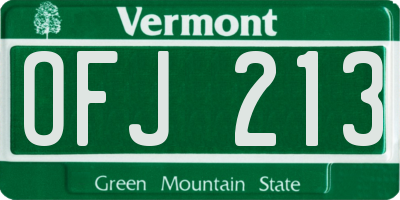 VT license plate OFJ213