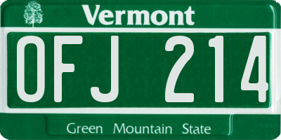 VT license plate OFJ214