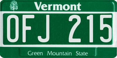 VT license plate OFJ215