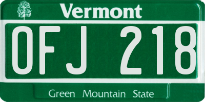 VT license plate OFJ218