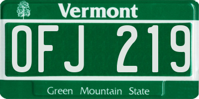 VT license plate OFJ219