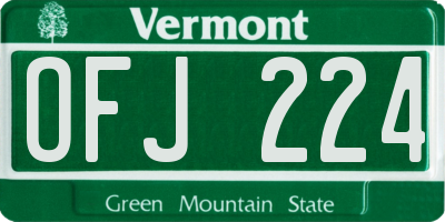 VT license plate OFJ224