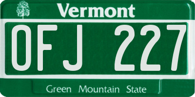 VT license plate OFJ227