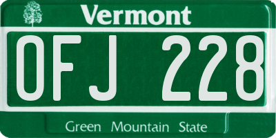 VT license plate OFJ228