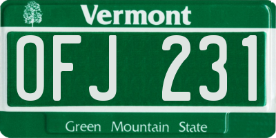 VT license plate OFJ231