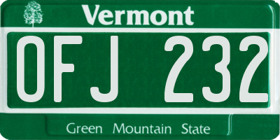 VT license plate OFJ232