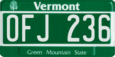 VT license plate OFJ236