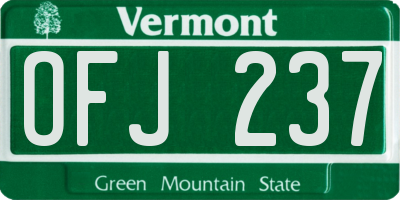 VT license plate OFJ237