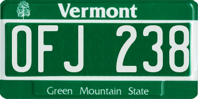 VT license plate OFJ238