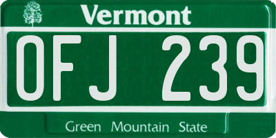 VT license plate OFJ239