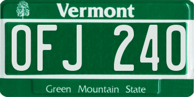 VT license plate OFJ240