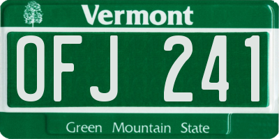 VT license plate OFJ241