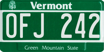 VT license plate OFJ242