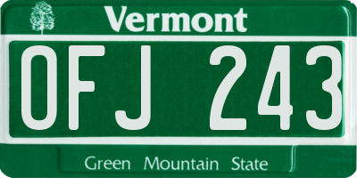 VT license plate OFJ243