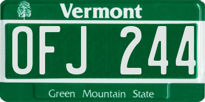 VT license plate OFJ244
