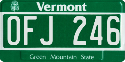VT license plate OFJ246