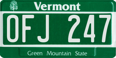 VT license plate OFJ247