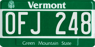 VT license plate OFJ248