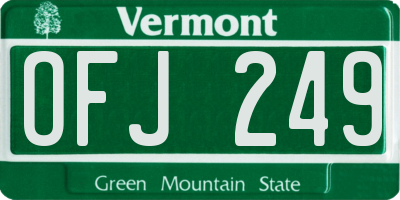 VT license plate OFJ249