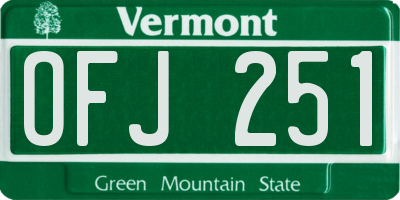 VT license plate OFJ251