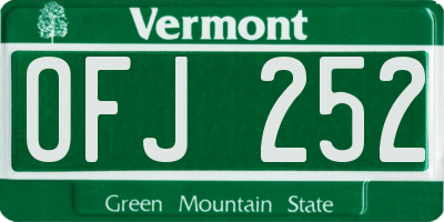 VT license plate OFJ252