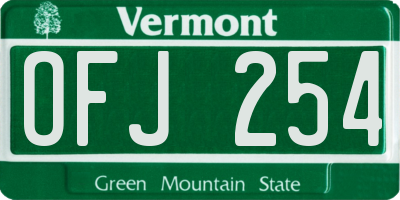 VT license plate OFJ254