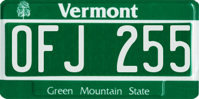 VT license plate OFJ255
