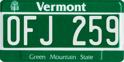 VT license plate OFJ259