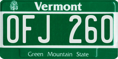 VT license plate OFJ260
