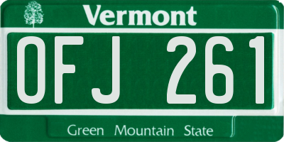 VT license plate OFJ261