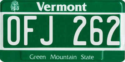VT license plate OFJ262