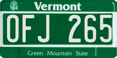 VT license plate OFJ265