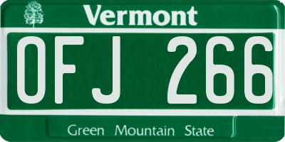 VT license plate OFJ266