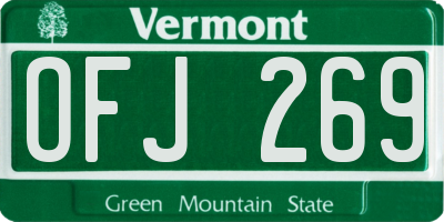 VT license plate OFJ269
