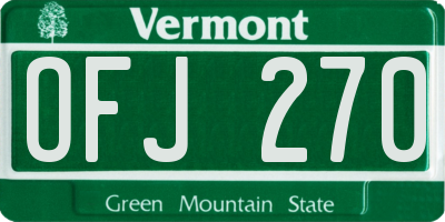 VT license plate OFJ270