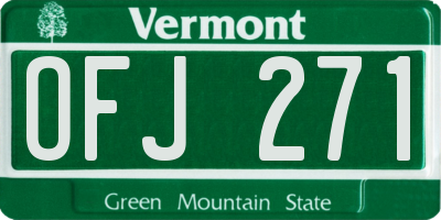 VT license plate OFJ271