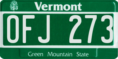 VT license plate OFJ273