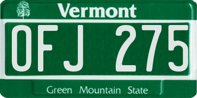 VT license plate OFJ275