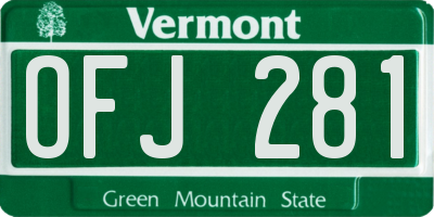 VT license plate OFJ281