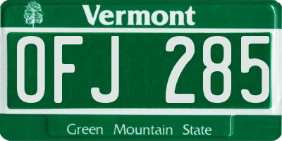 VT license plate OFJ285