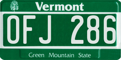 VT license plate OFJ286