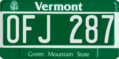 VT license plate OFJ287