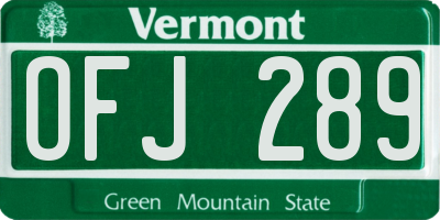 VT license plate OFJ289